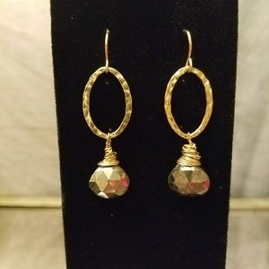 ❤14kt Gold plated Tribal Earring with stone